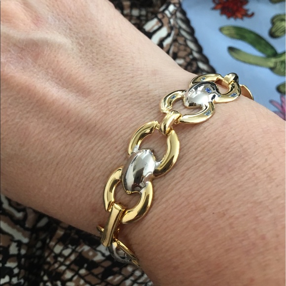 Vintage Jewelry - White and yellow gold plated bracelet